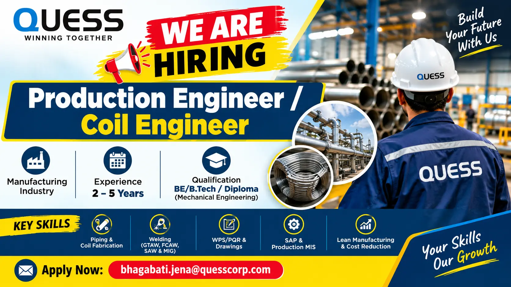 Production Engineer and Coil Engineer Job Vacancy